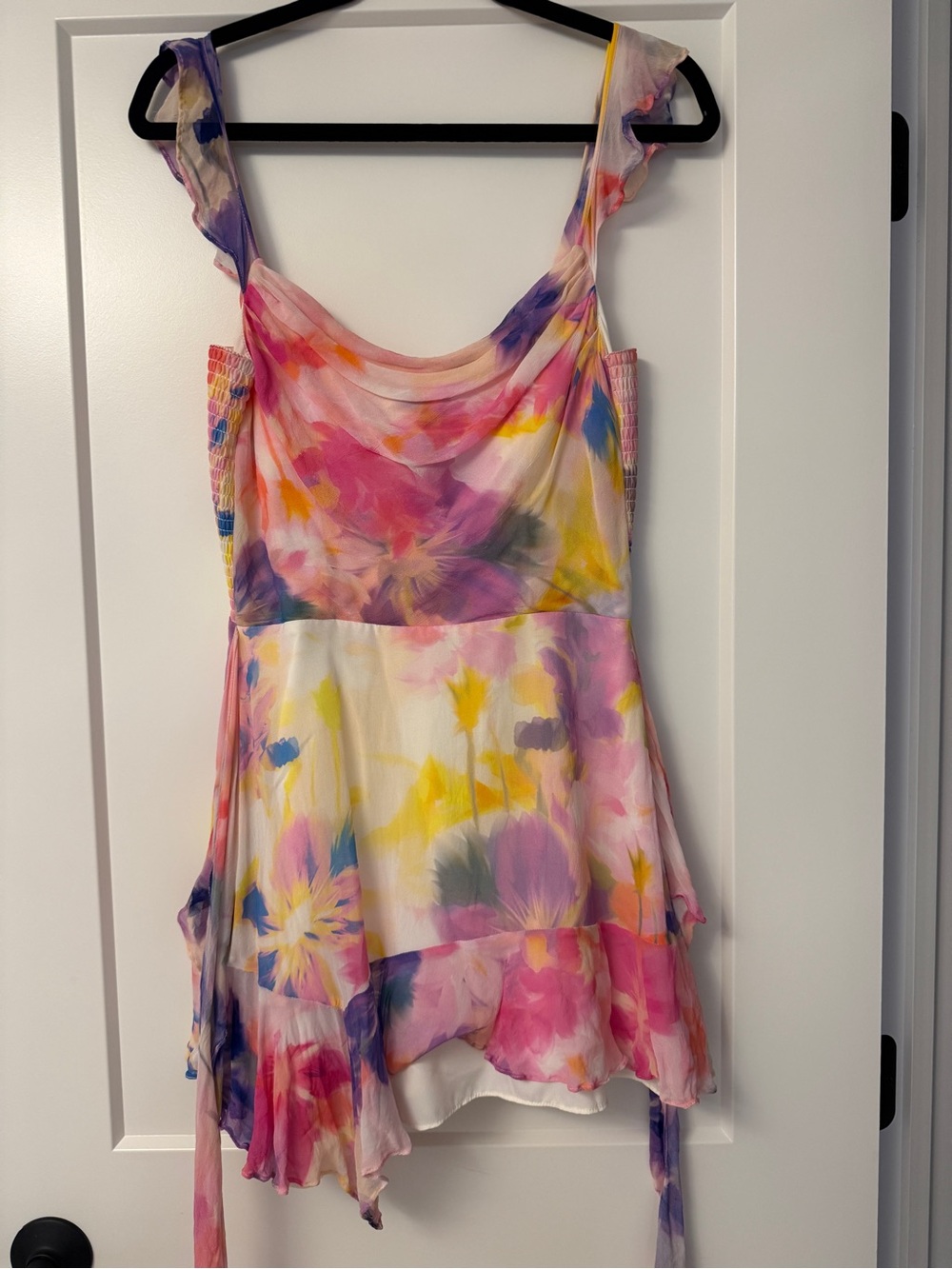 Amanda Uprichard Pink Yellow Purple Floral Mini Dress